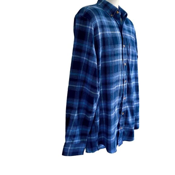 Tackle & Tides Blue Plaid Cotton Flannel Shirt Men's Large NEW - Picture 4 of 11